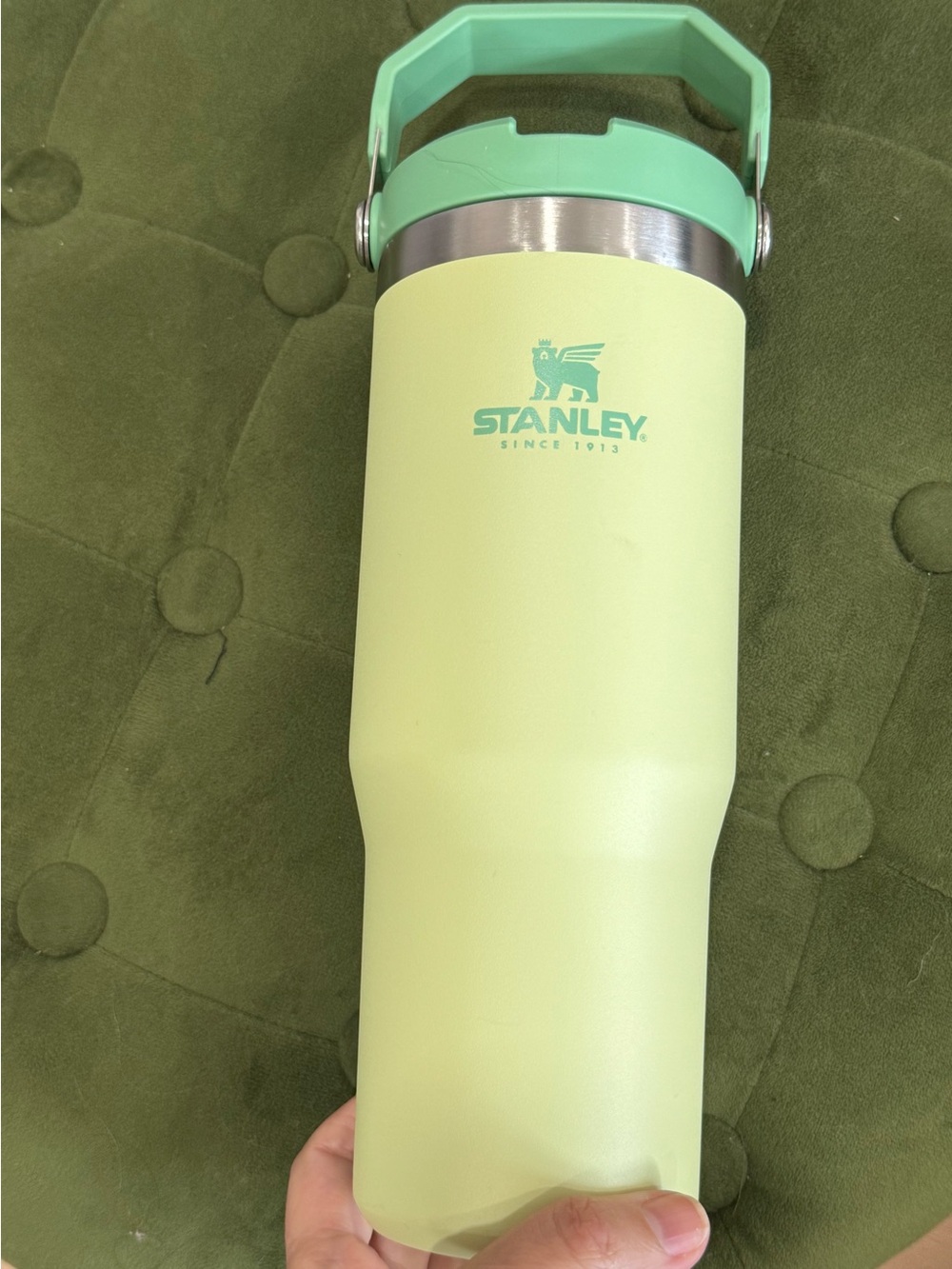 Stanley Pale Green and Mint Travel Tumbler with Handle